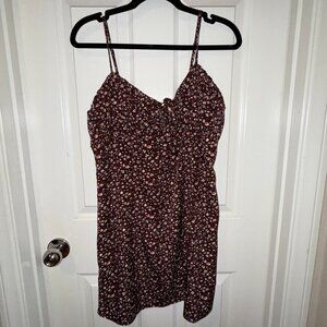 Urban Outfitters (L.A. Hearts) Sun Dress Brown with Pink Flowers sz medium
